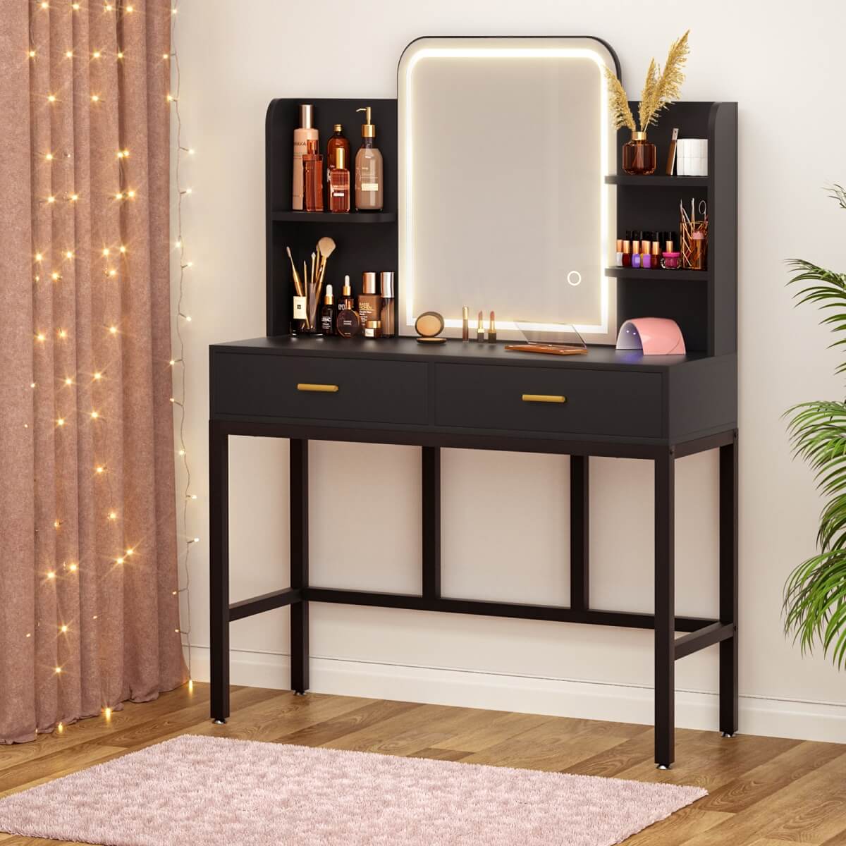 Makeup Vanity Desk with Drawers and Lighted Mirror