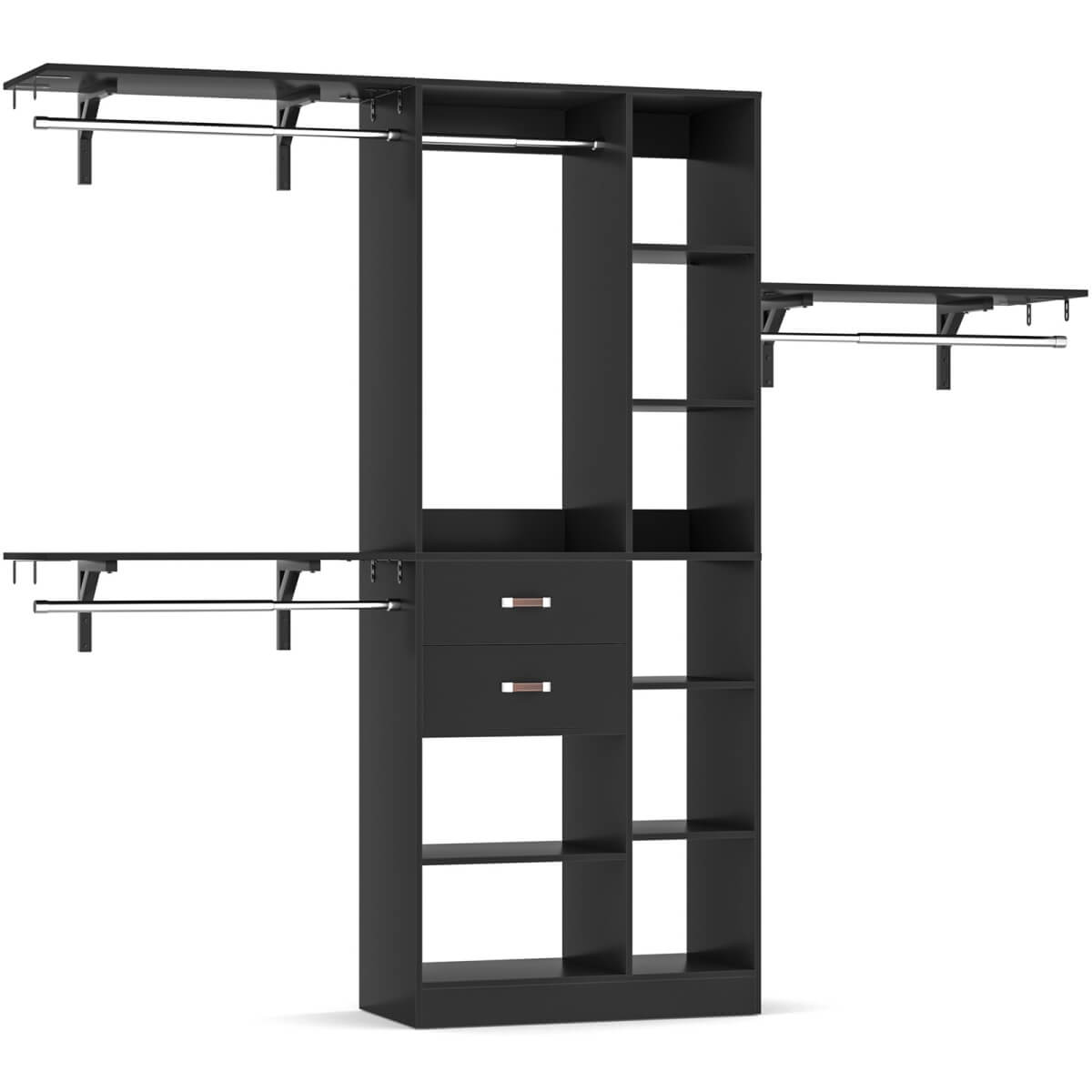 8FT Closet Organizer System with 13 Shelves & 2 Wood Drawers