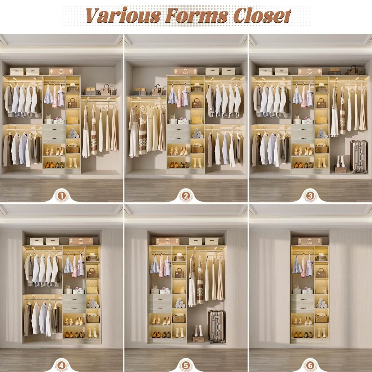 8FT Closet Organizer System with 13 Shelves & 2 Wood Drawers