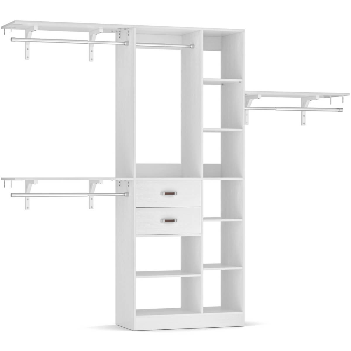8FT Closet Organizer System with 13 Shelves & 2 Wood Drawers