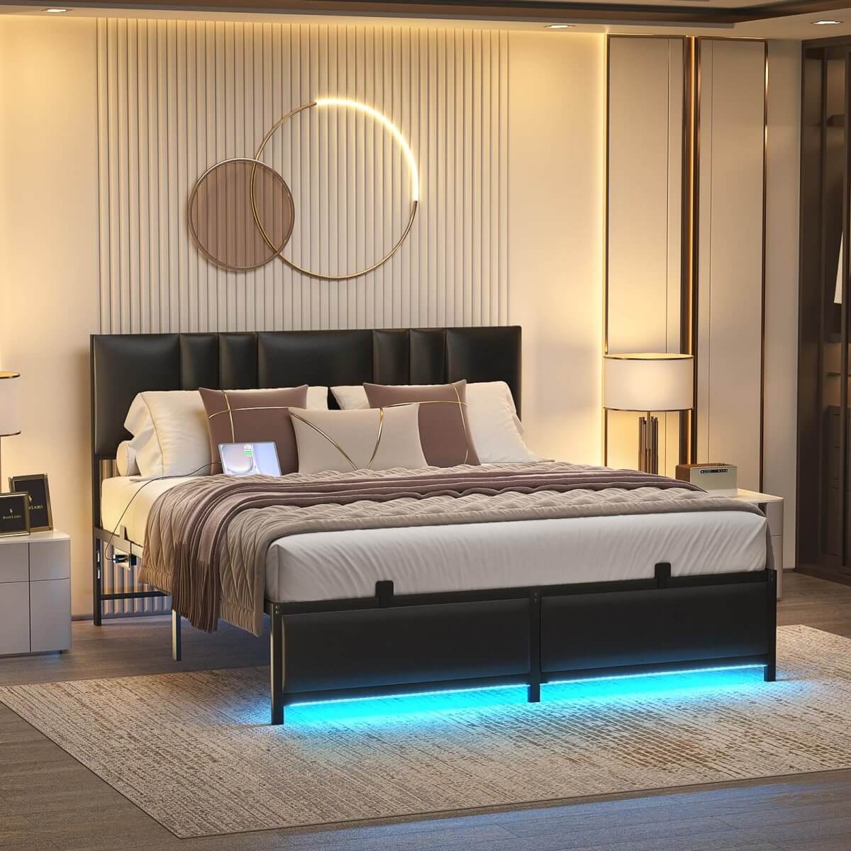 Platform Bed Frame Basic Type with 3 Height Adjustable Headboard