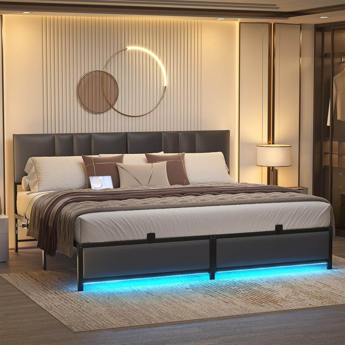 Platform Bed Frame Basic Type with 3 Height Adjustable Headboard