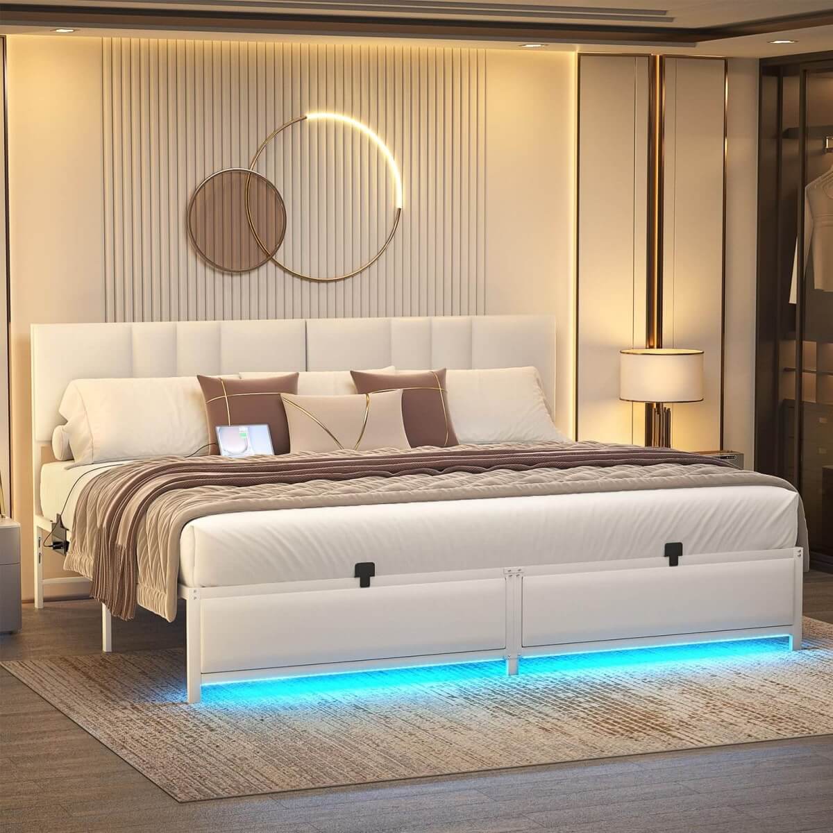 Platform Bed Frame Basic Type with 3 Height Adjustable Headboard
