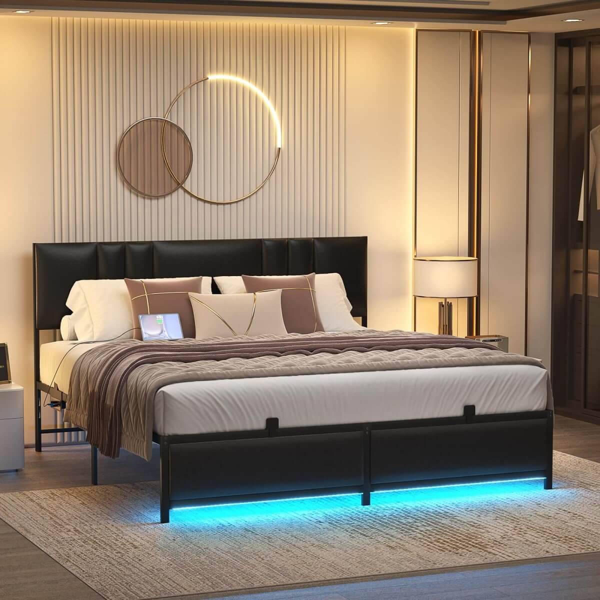 Platform Bed Frame Basic Type with 3 Height Adjustable Headboard