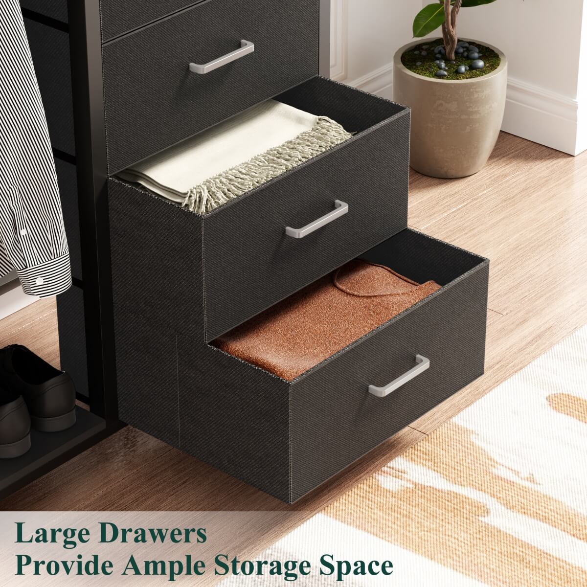 5 Drawer Dresser for Bedroom with Clothes Rack & Mirror