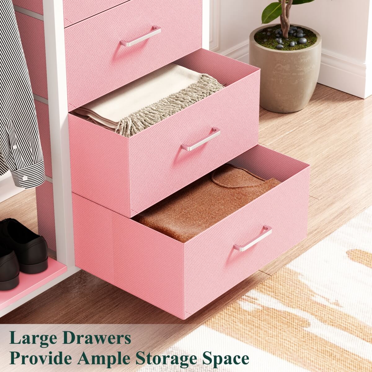 5 Drawer Dresser for Bedroom with Clothes Rack & Mirror