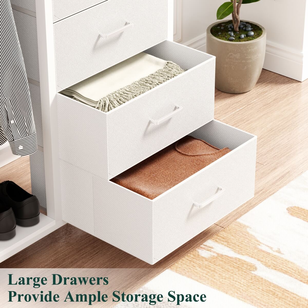 5 Drawer Dresser for Bedroom with Clothes Rack & Mirror