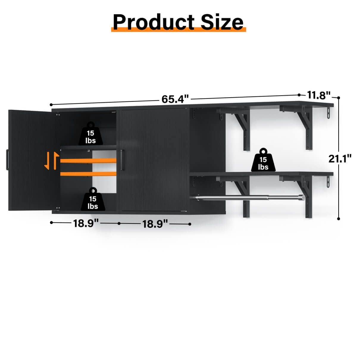 Wall Mounted Cabinet with Hanging Rod