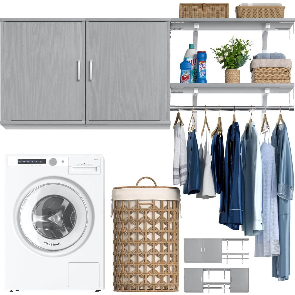 Wall Mounted Cabinet with Hanging Rod