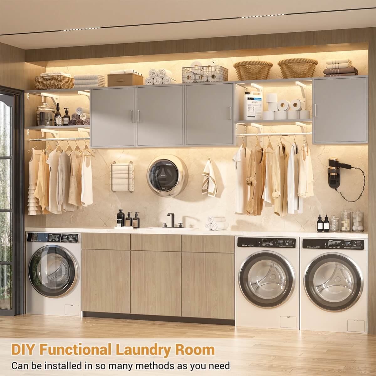 Wall Mounted Cabinet with Hanging Rod