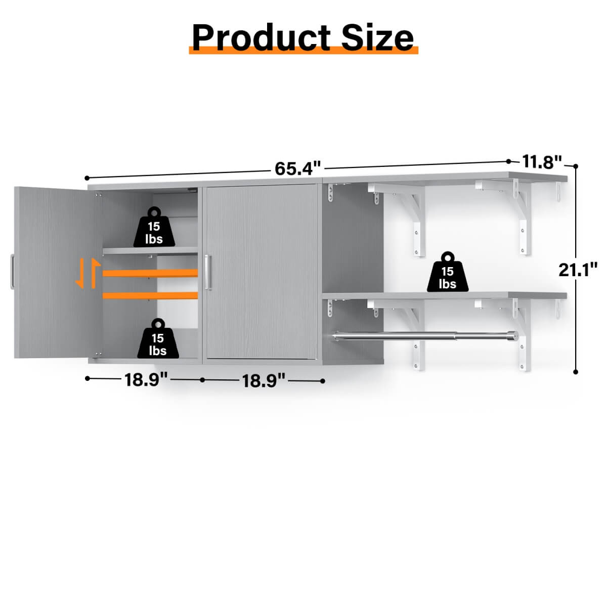 Wall Mounted Cabinet with Hanging Rod