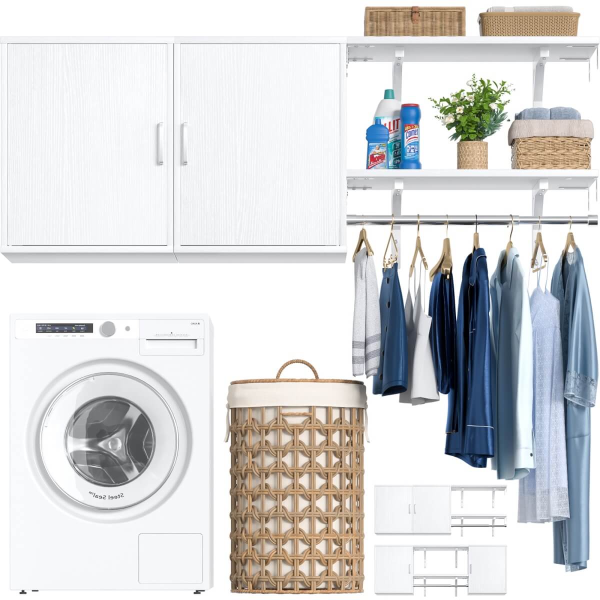 Wall Mounted Cabinet with Hanging Rod