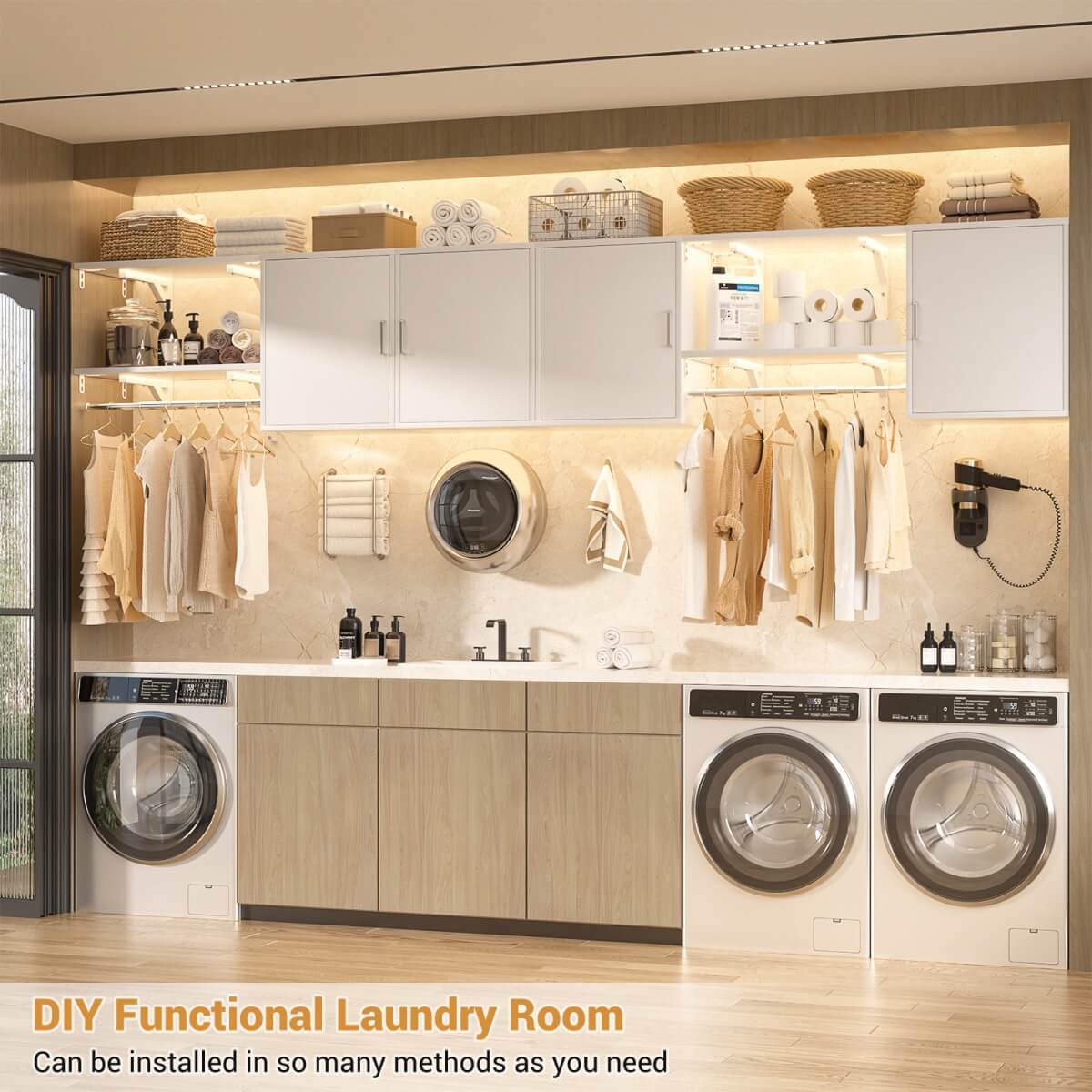Wall Mounted Cabinet with Hanging Rod