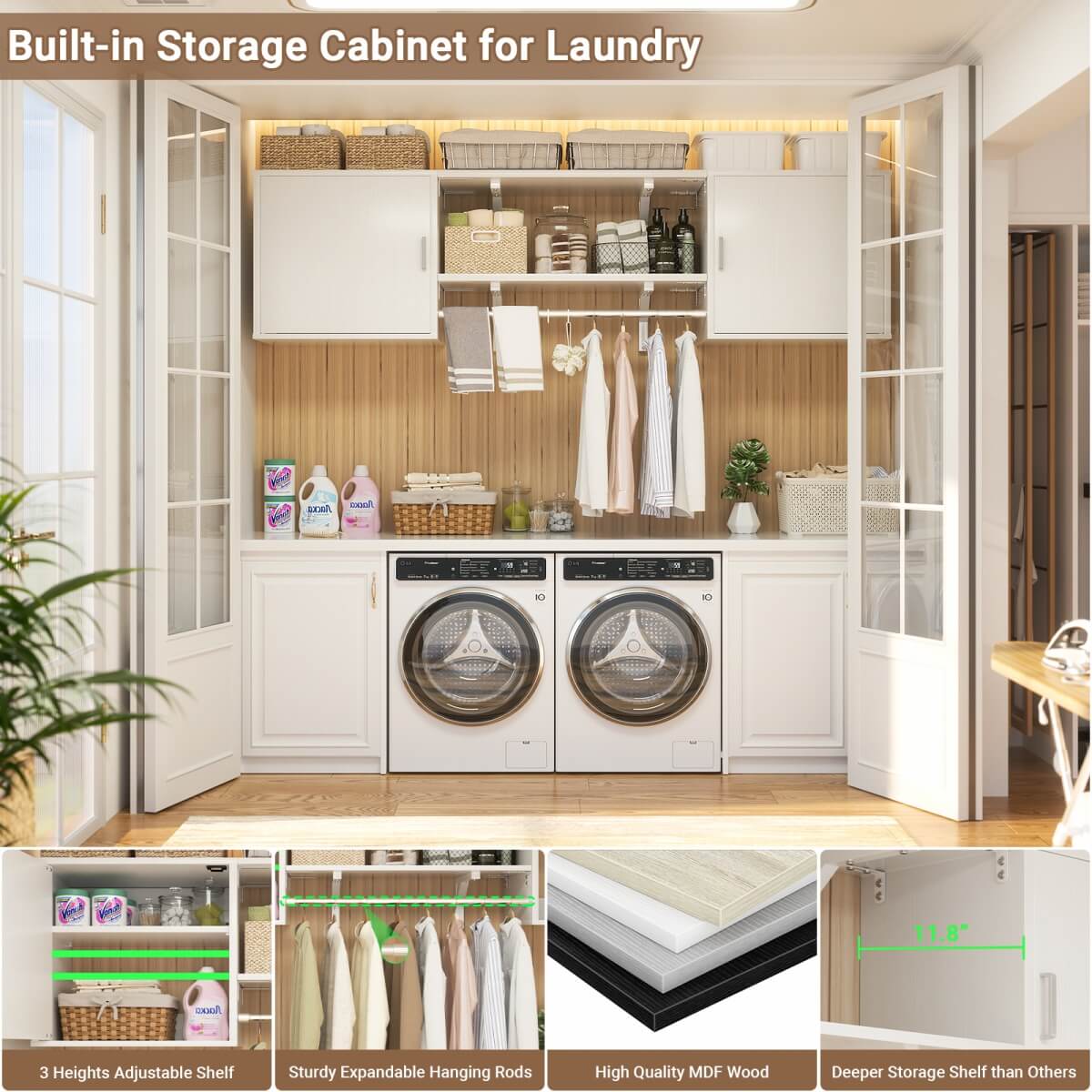 Wall Mounted Cabinet with Hanging Rod