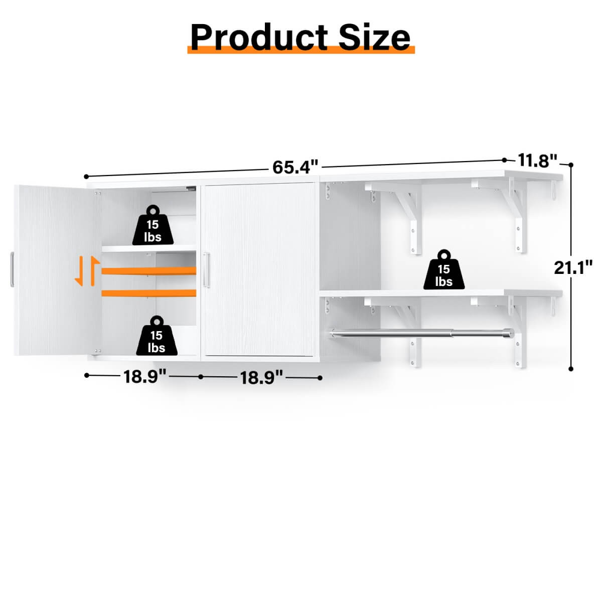 Wall Mounted Cabinet with Hanging Rod