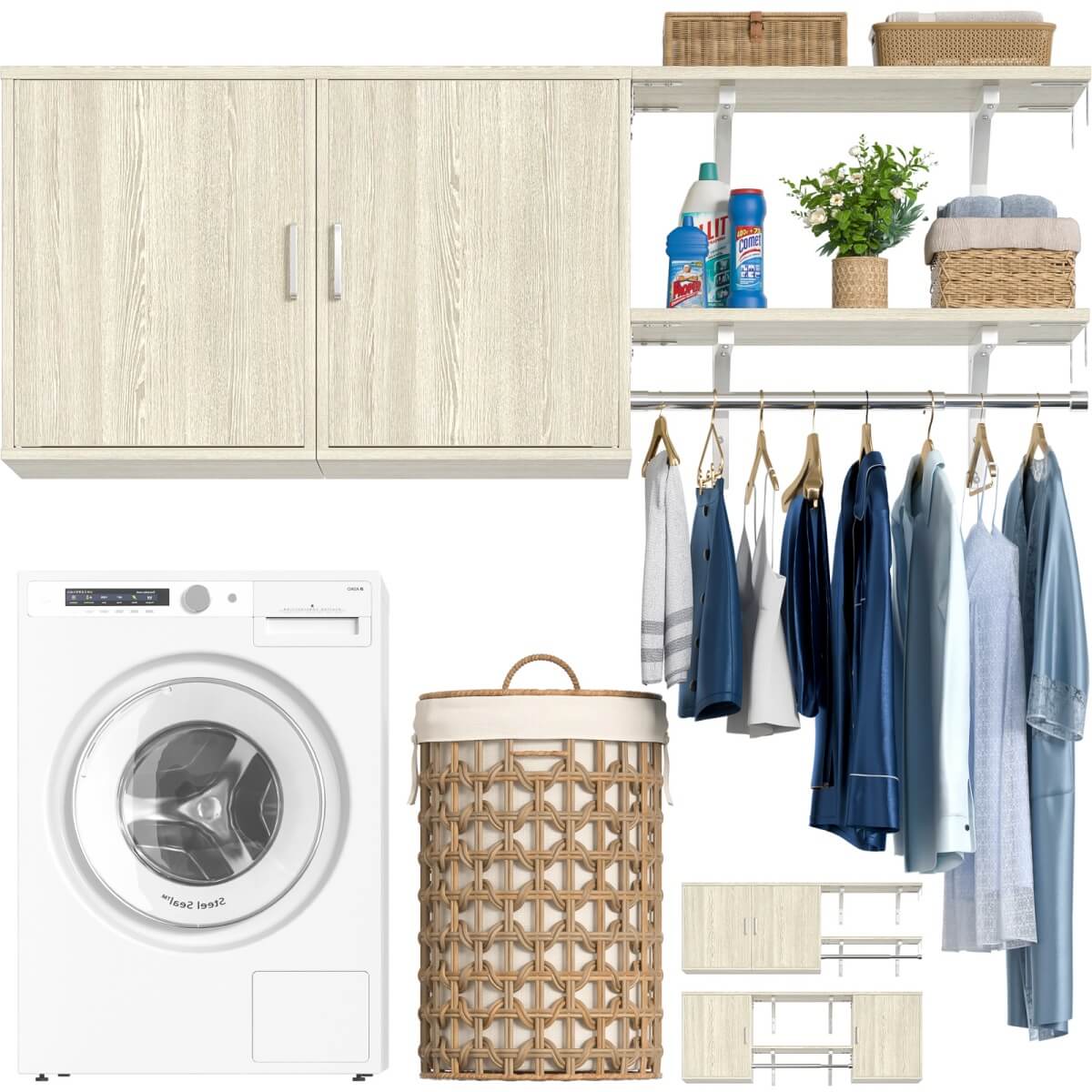 Wall Mounted Cabinet with Hanging Rod