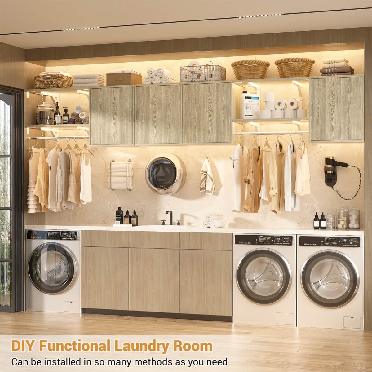 Wall Mounted Cabinet with Hanging Rod