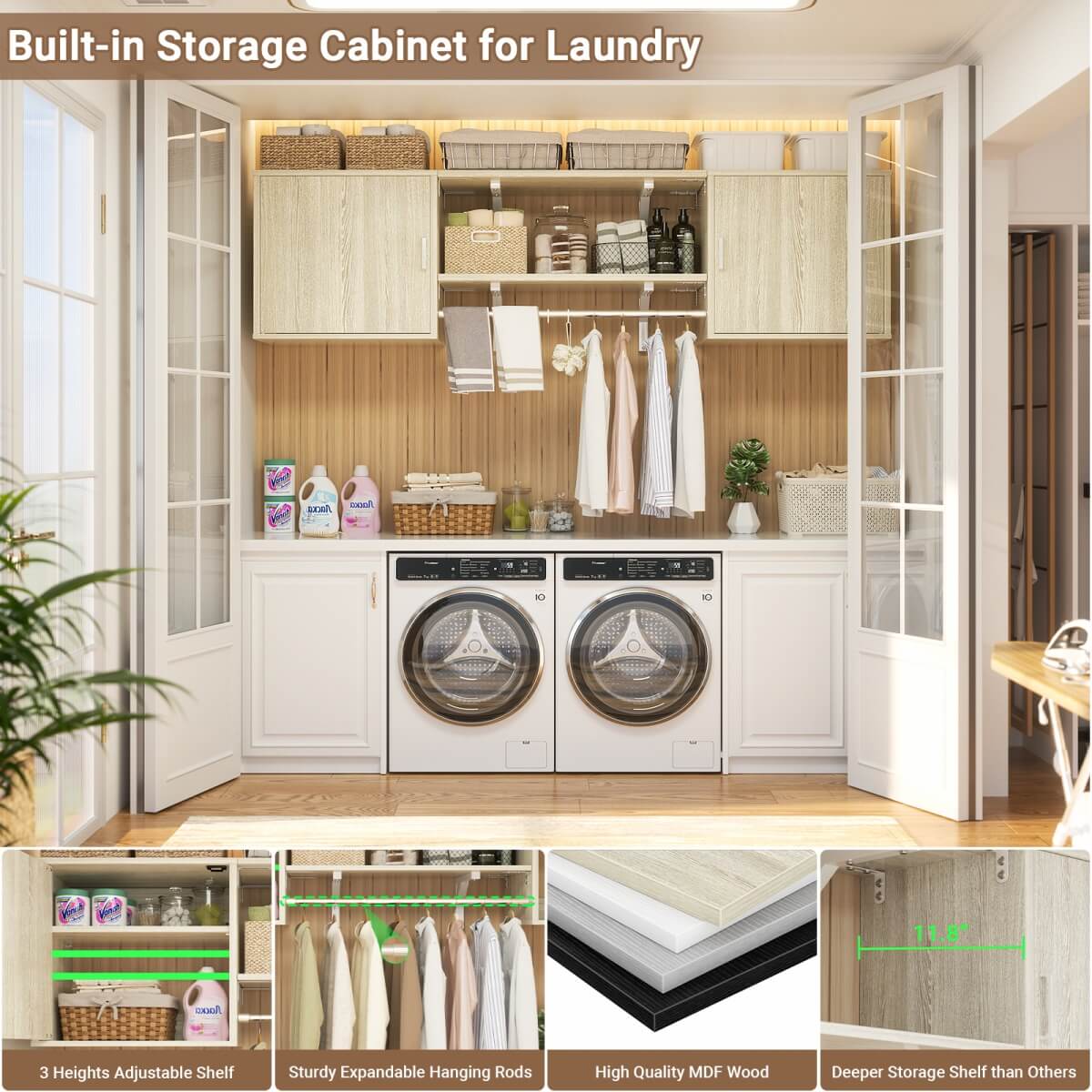 Wall Mounted Cabinet with Hanging Rod