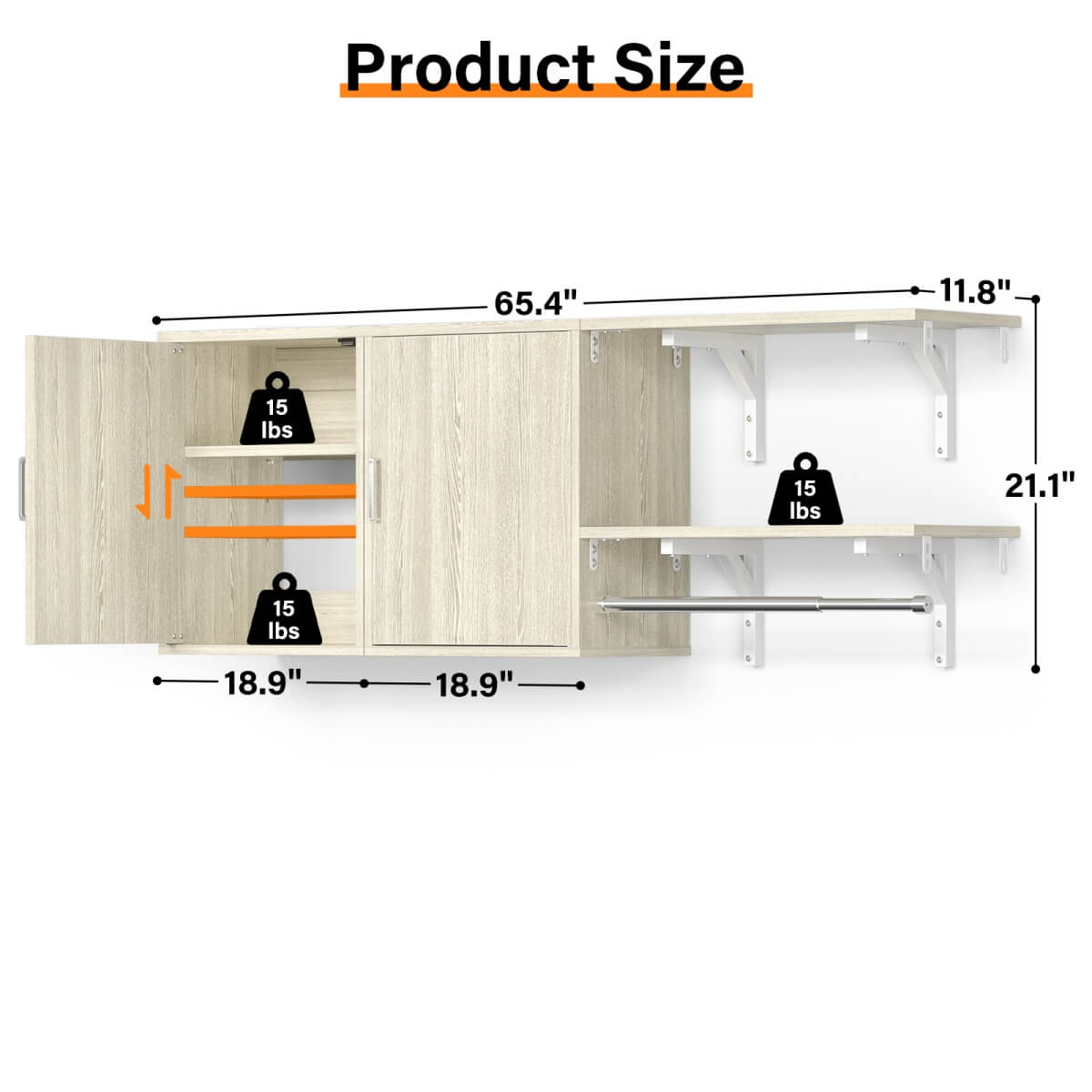 Wall Mounted Cabinet with Hanging Rod