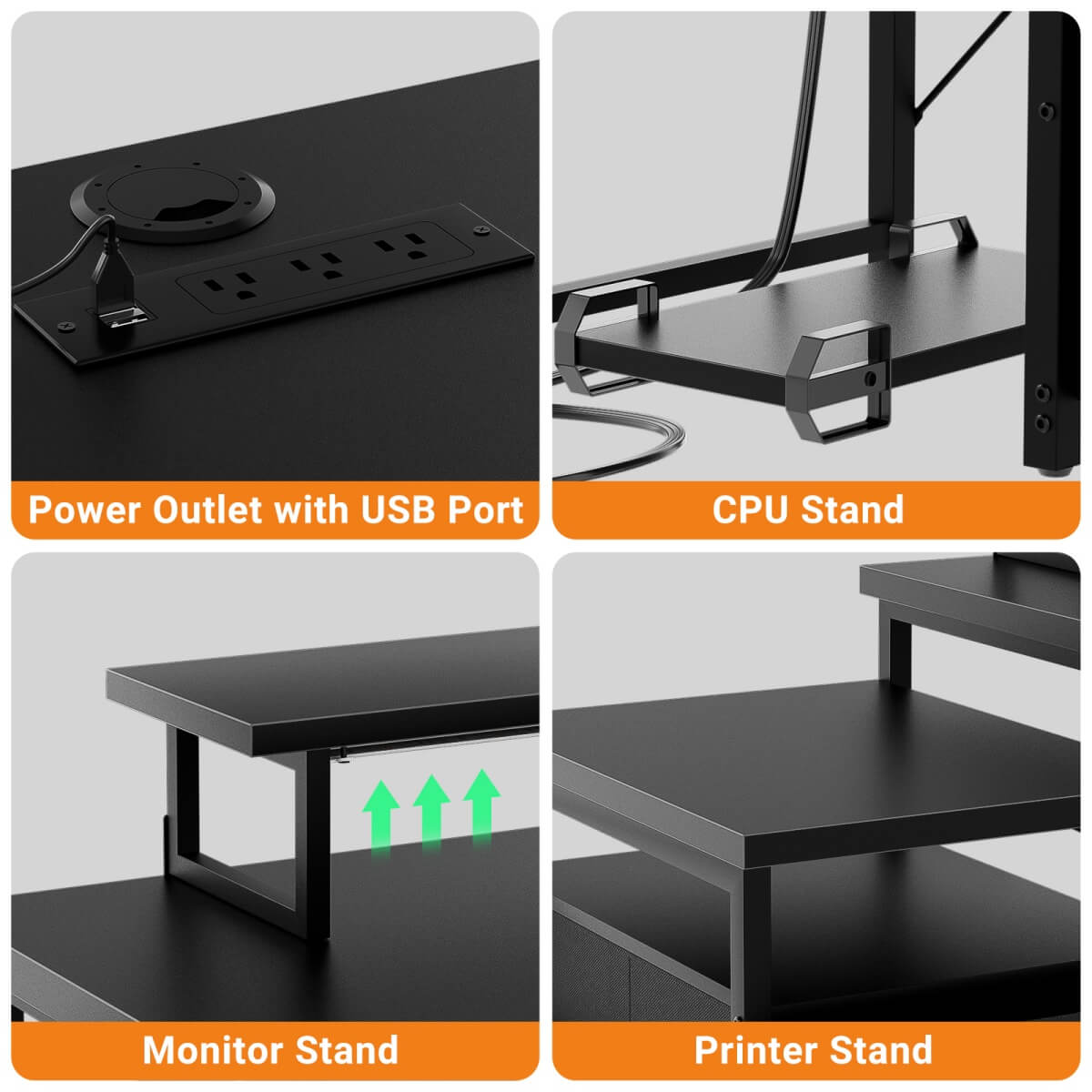 Reversible L Shaped Computer Desk with Fabric File Drawers