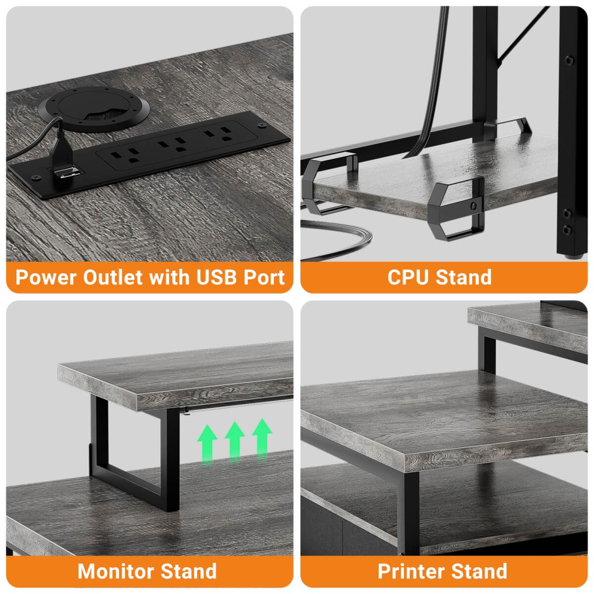 Reversible L Shaped Computer Desk with Fabric File Drawers