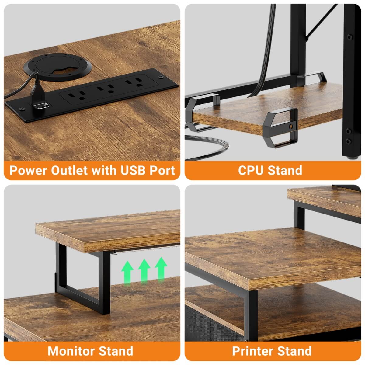 Reversible L Shaped Computer Desk with Fabric File Drawers