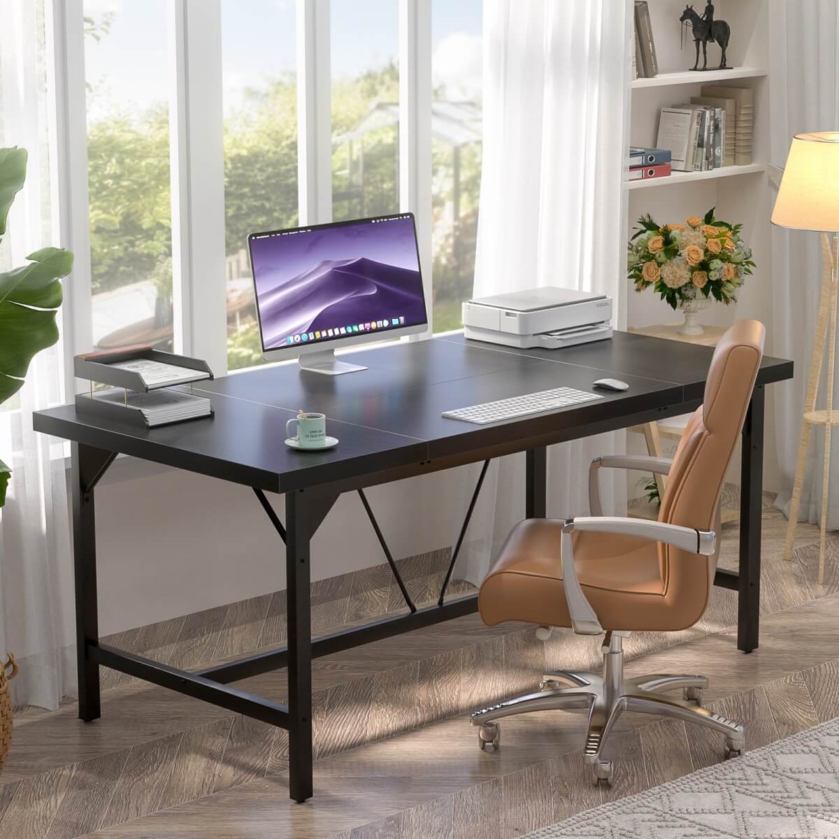 63 Inch Computer Desk, Sturdy Large Office Desk, Premium 2 Person Long Desks