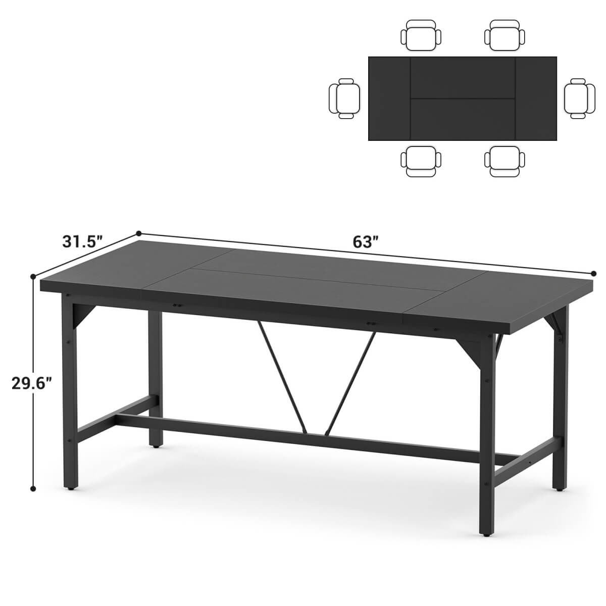 63 Inch Computer Desk, Sturdy Large Office Desk, Premium 2 Person Long Desks
