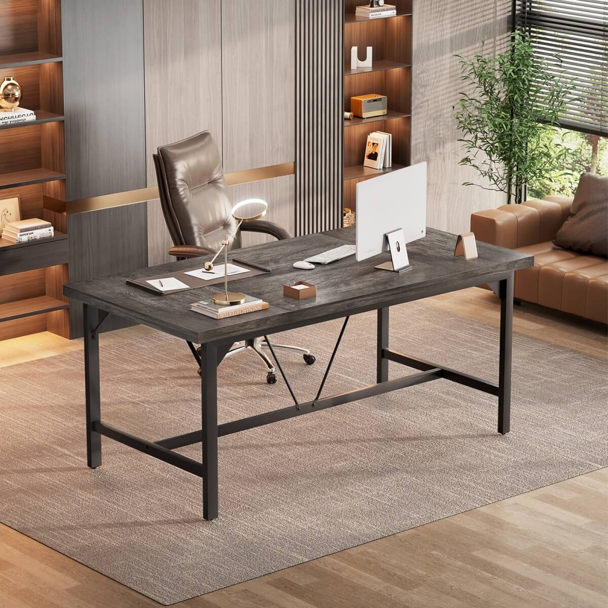 63 Inch Computer Desk, Sturdy Large Office Desk, Premium 2 Person Long Desks