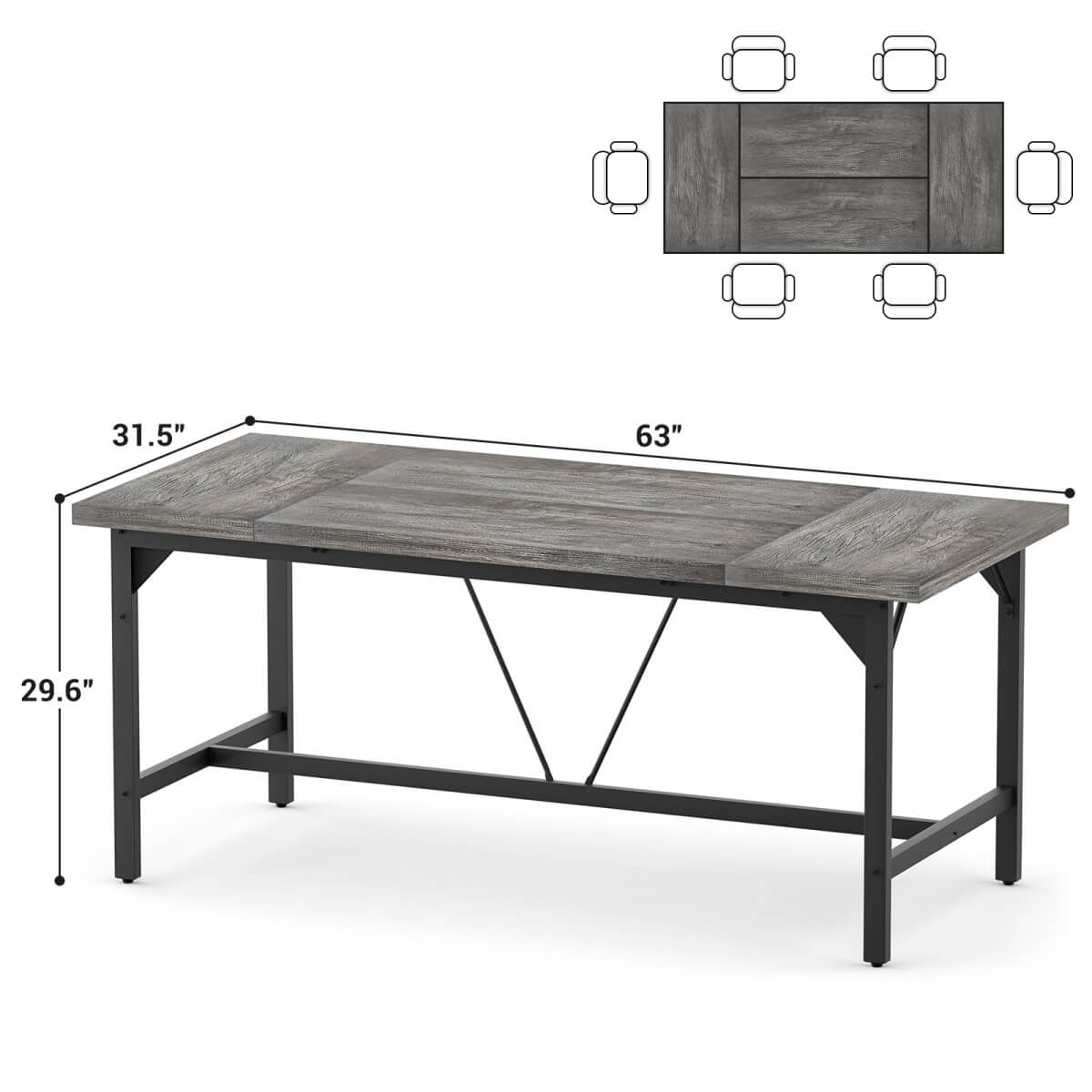 63 Inch Computer Desk, Sturdy Large Office Desk, Premium 2 Person Long Desks