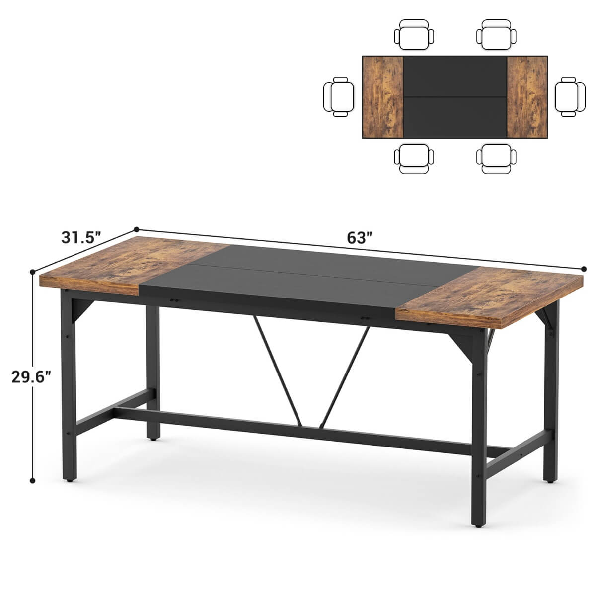63 Inch Computer Desk, Sturdy Large Office Desk, Premium 2 Person Long Desks
