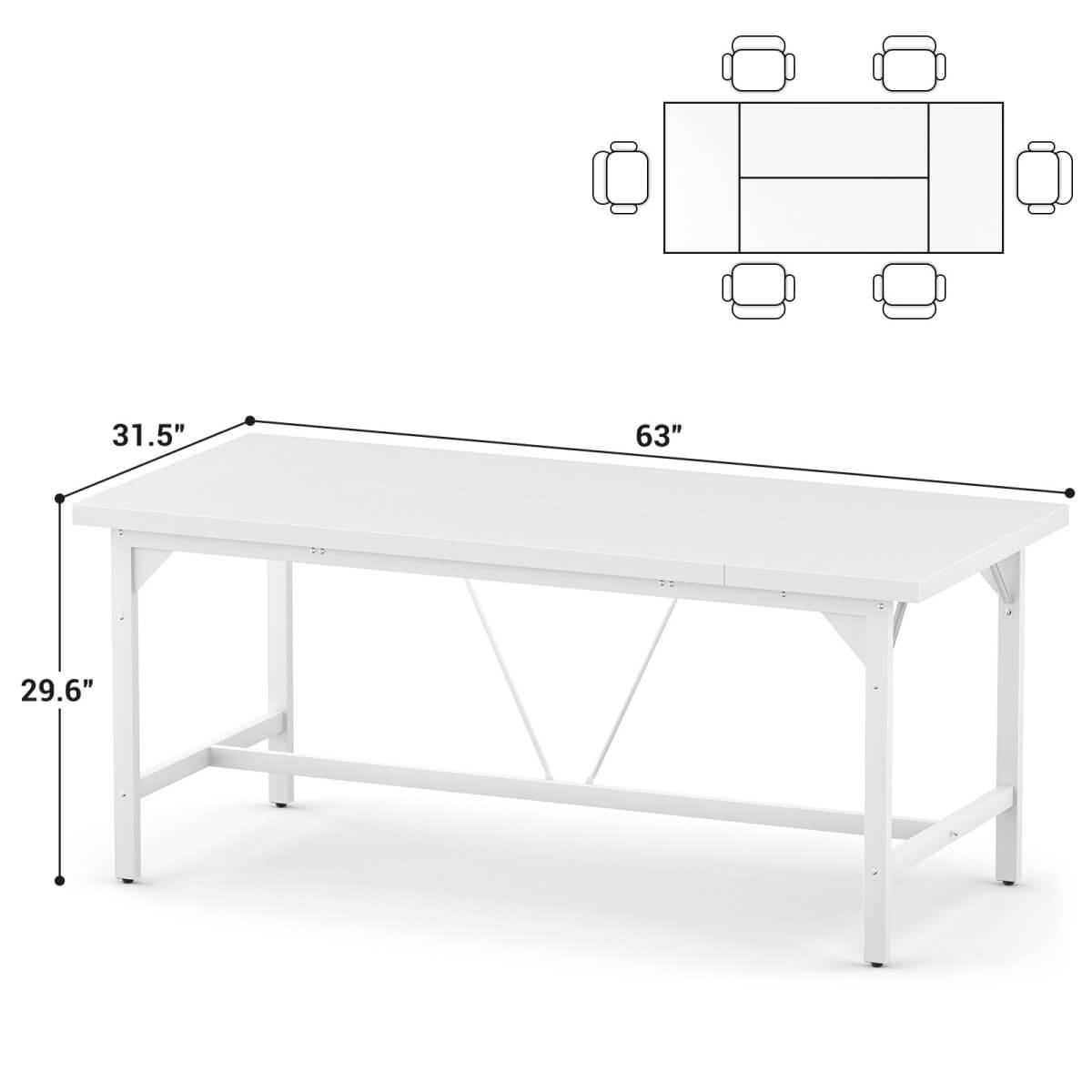 63 Inch Computer Desk, Sturdy Large Office Desk, Premium 2 Person Long Desks