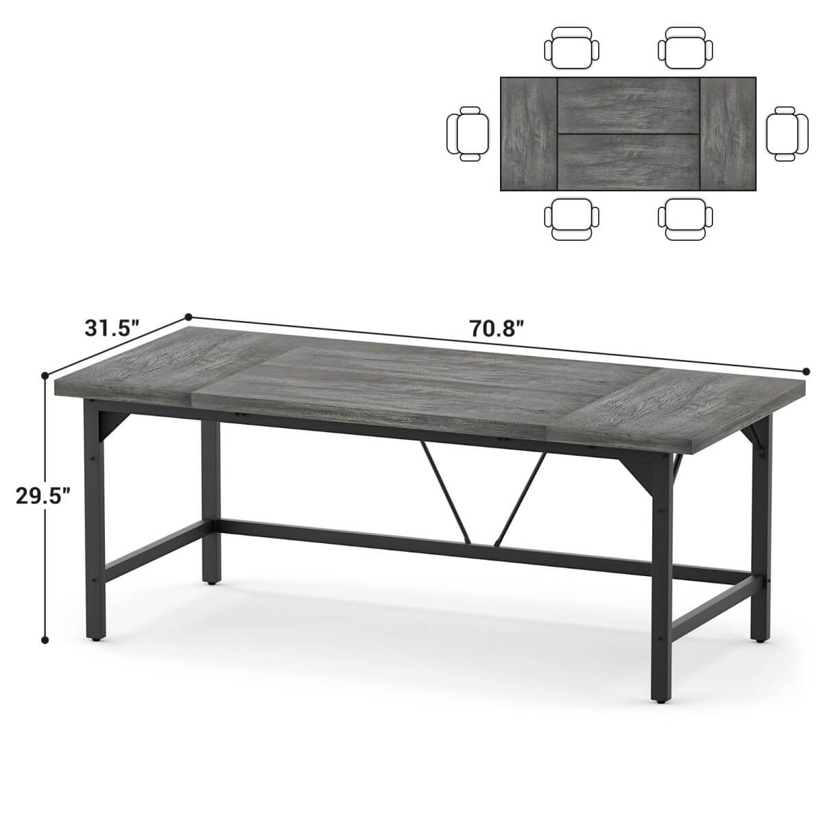 70.8 x 31.5 Inch Extra Long Executive Computer Desk