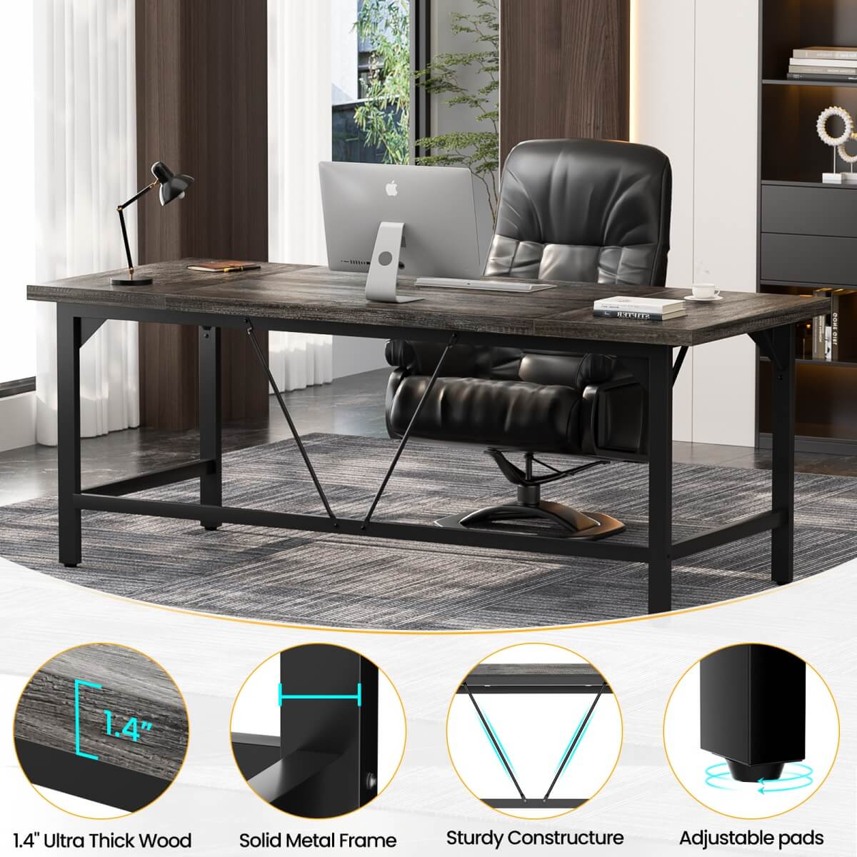 70.8 x 31.5 Inch Extra Long Executive Computer Desk