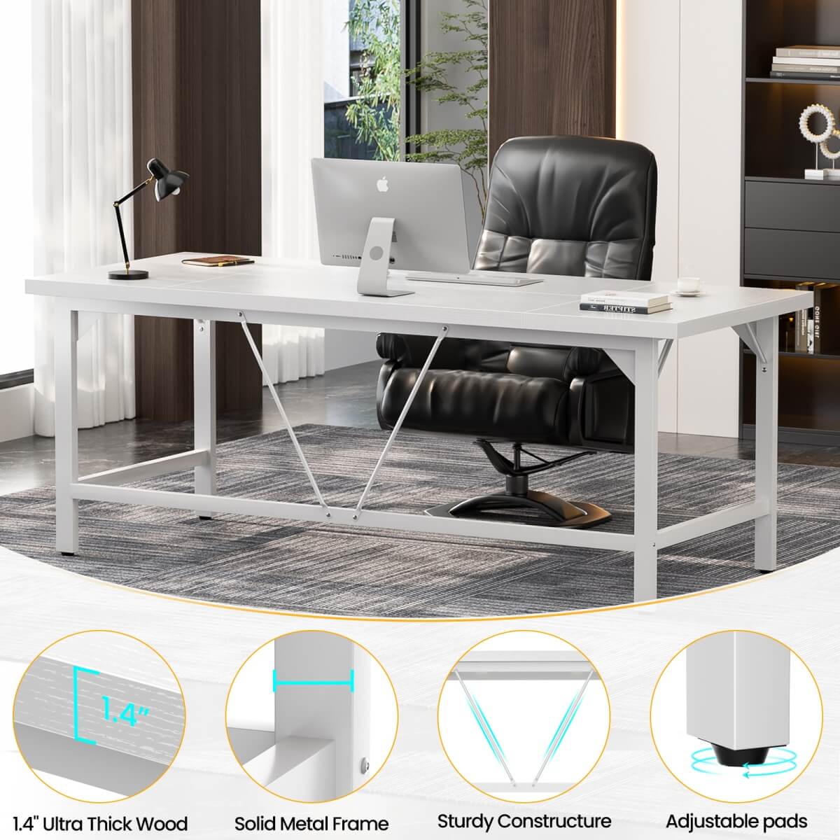 70.8 x 31.5 Inch Extra Long Executive Computer Desk