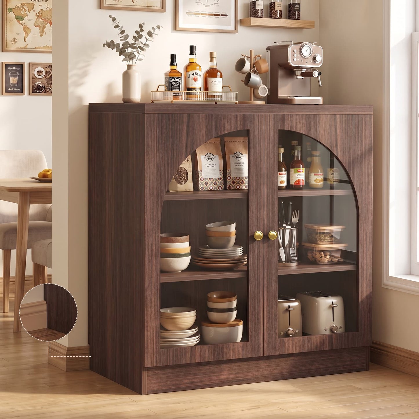 31.5" Sideboard Buffet Cabinet with Tempered Glass Doors