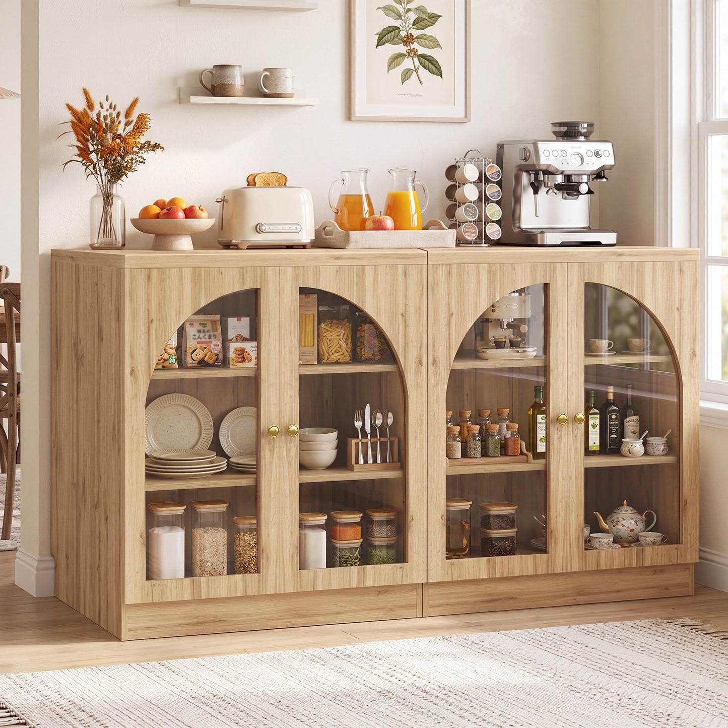 31.5" Sideboard Buffet Cabinet with Tempered Glass Doors