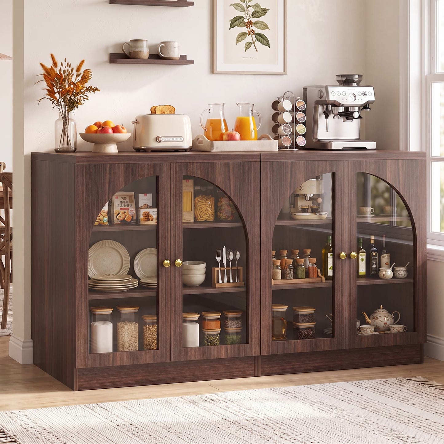 31.5" Sideboard Buffet Cabinet with Tempered Glass Doors