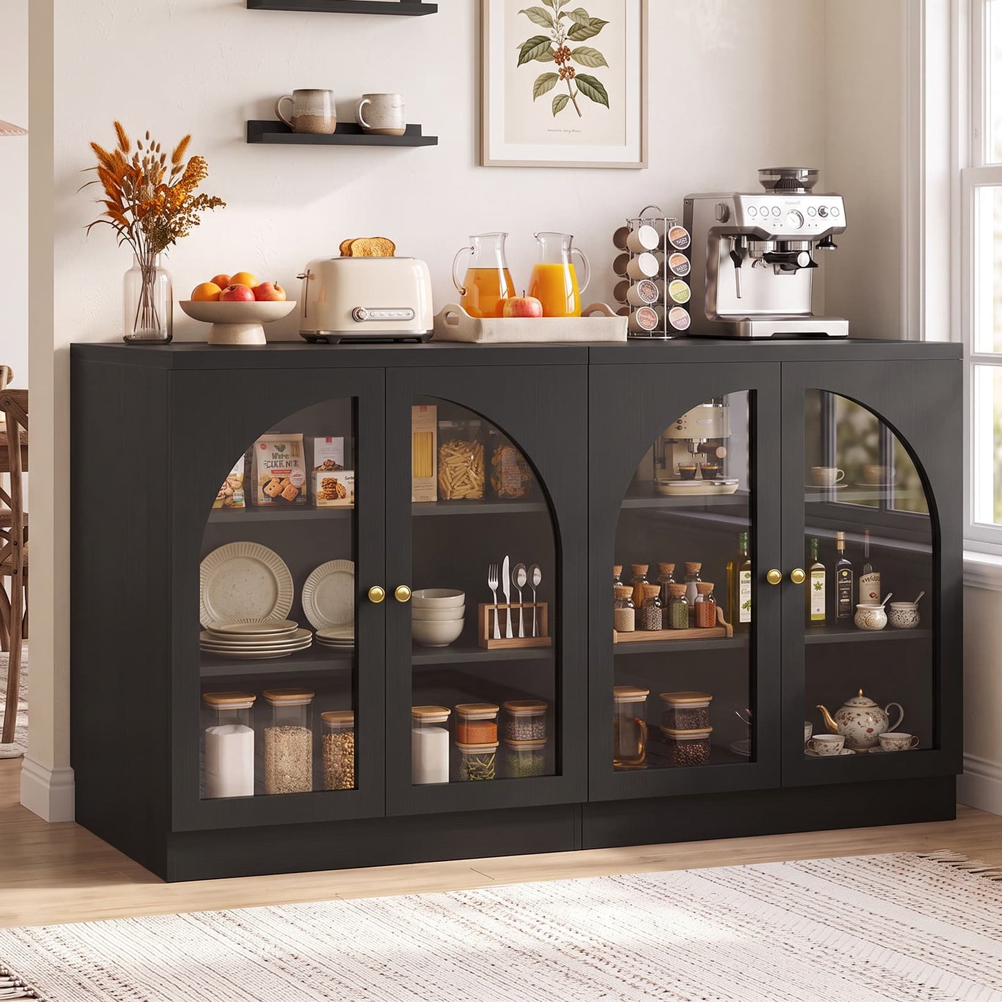 31.5" Sideboard Buffet Cabinet with Tempered Glass Doors