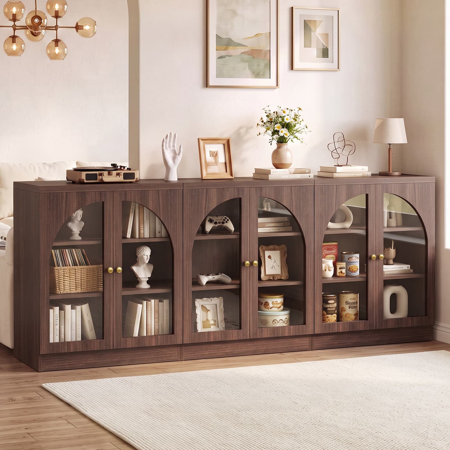 31.5" Sideboard Buffet Cabinet with Tempered Glass Doors