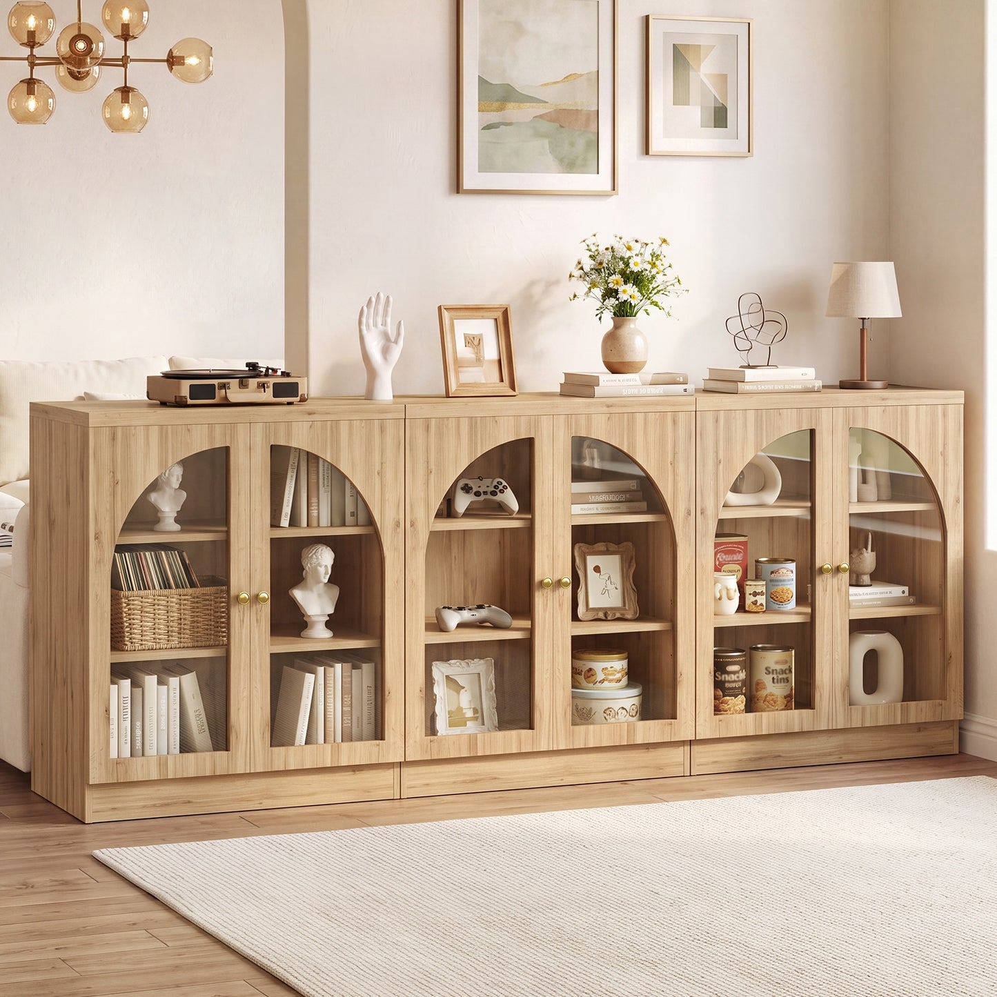 31.5" Sideboard Buffet Cabinet with Tempered Glass Doors