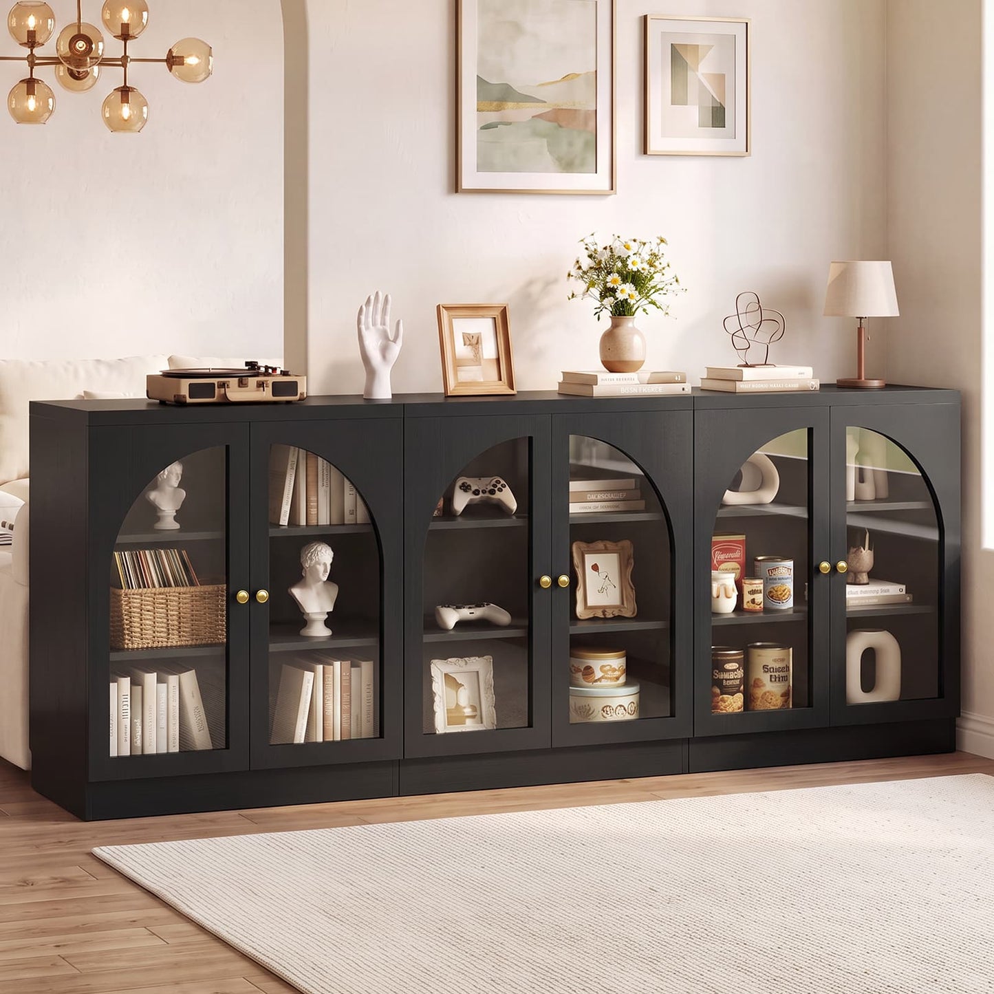 31.5" Sideboard Buffet Cabinet with Tempered Glass Doors