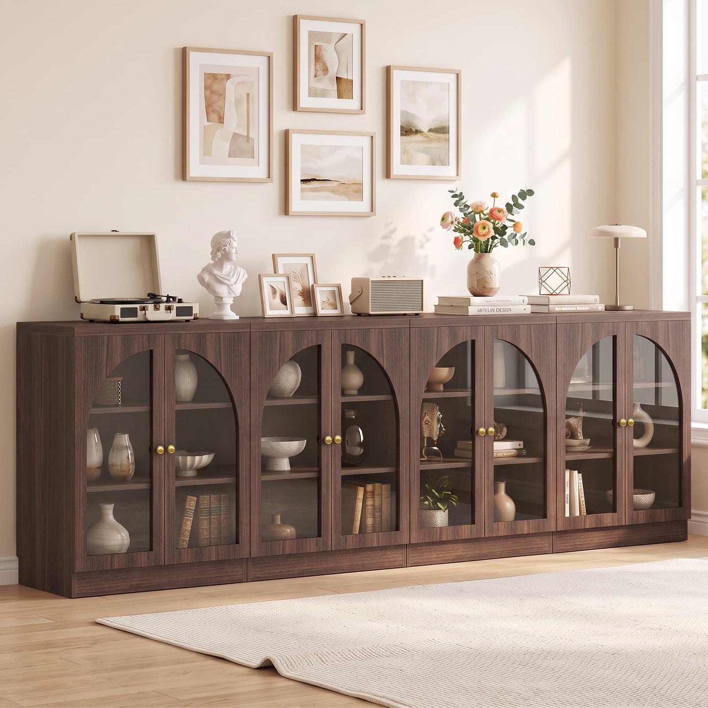 31.5" Sideboard Buffet Cabinet with Tempered Glass Doors