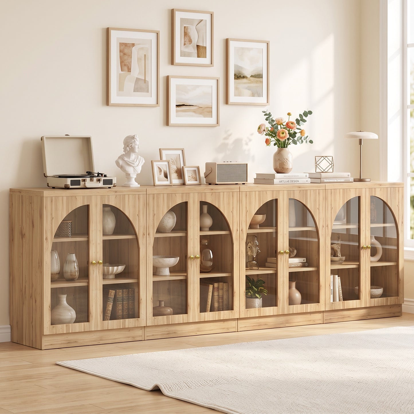 31.5" Sideboard Buffet Cabinet with Tempered Glass Doors