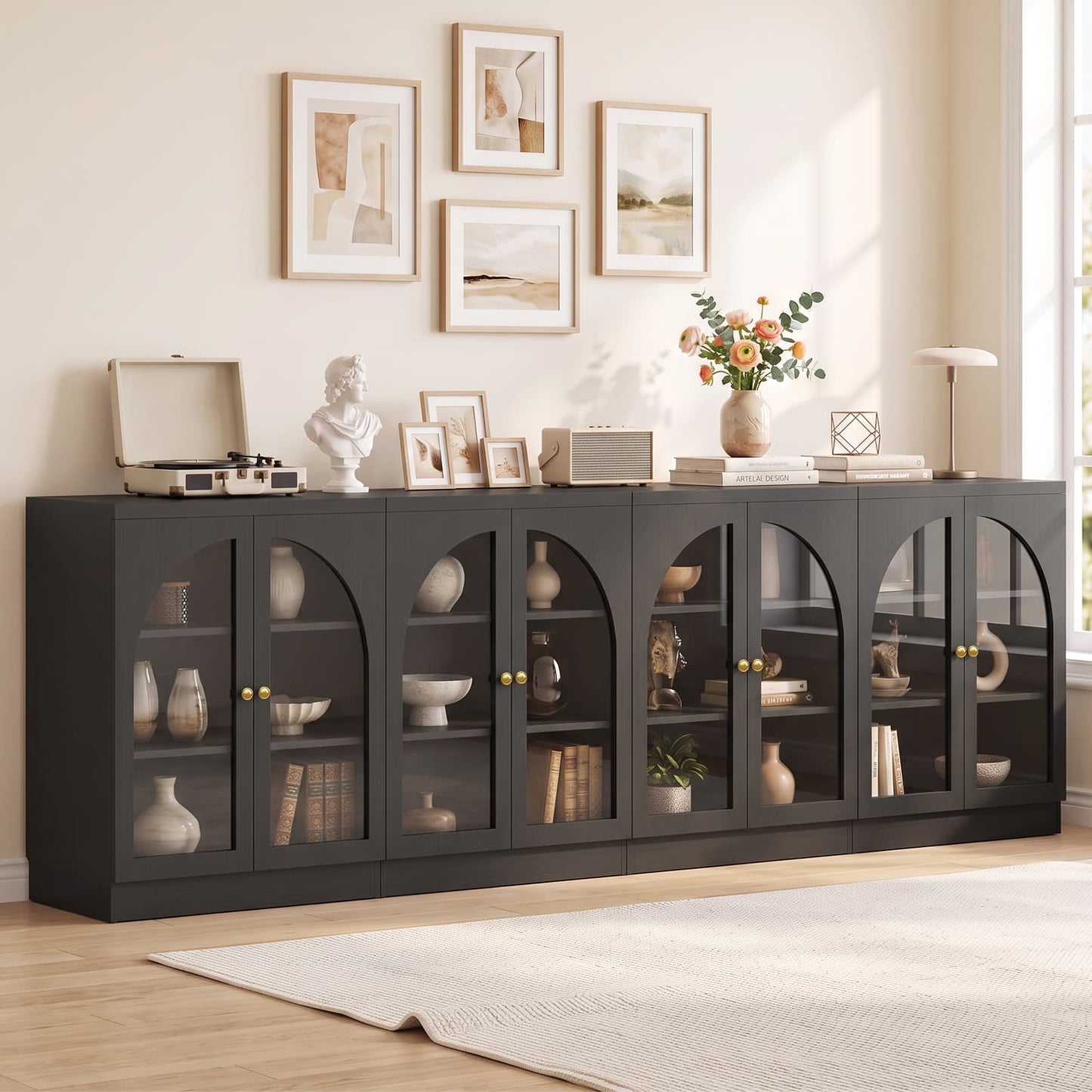 31.5" Sideboard Buffet Cabinet with Tempered Glass Doors