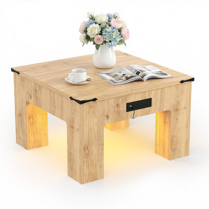 LED Square Coffee Table for Living Room Set of 2