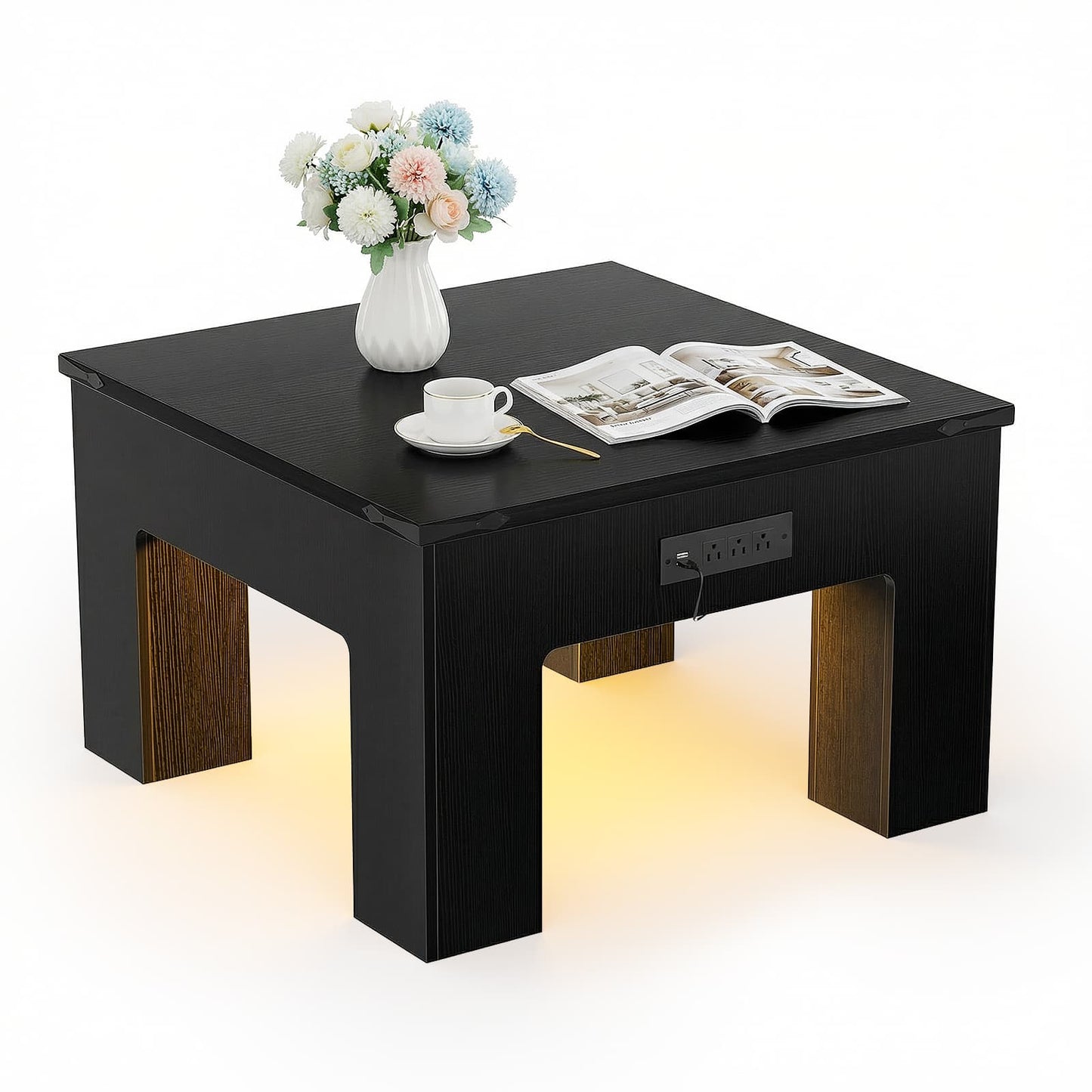 LED Square Coffee Table for Living Room Set of 2