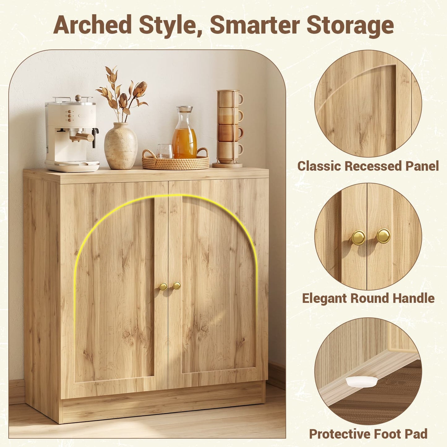 31.5" Sideboard Buffet Cabinet with Soft Close Doors