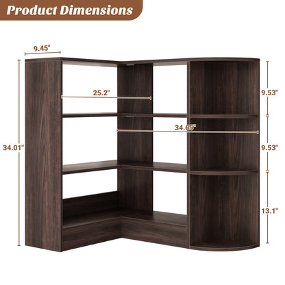 4-Tier Small Corner Shelf, Compact L-Shaped Corner Bookshelf