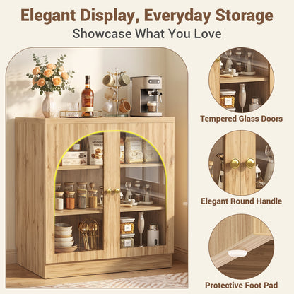 31.5" Sideboard Buffet Cabinet with Tempered Glass Doors